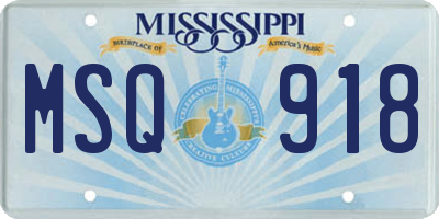 MS license plate MSQ918