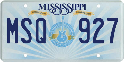 MS license plate MSQ927