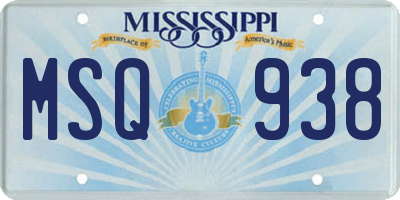 MS license plate MSQ938