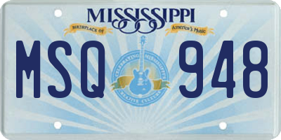MS license plate MSQ948