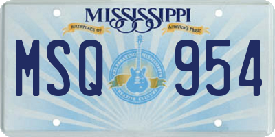 MS license plate MSQ954