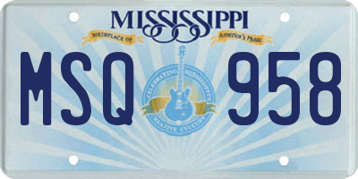 MS license plate MSQ958