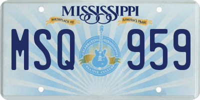 MS license plate MSQ959