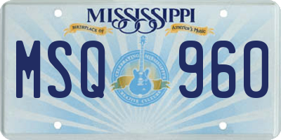 MS license plate MSQ960