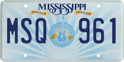MS license plate MSQ961