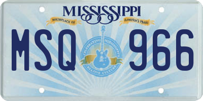 MS license plate MSQ966