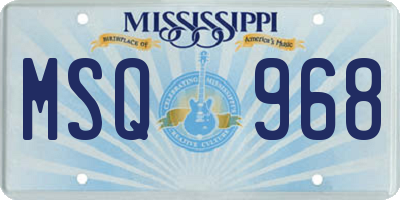 MS license plate MSQ968