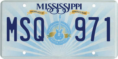MS license plate MSQ971