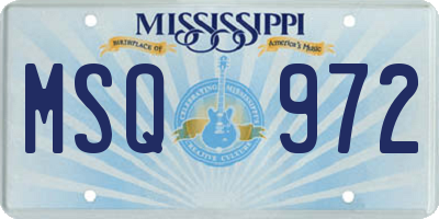 MS license plate MSQ972