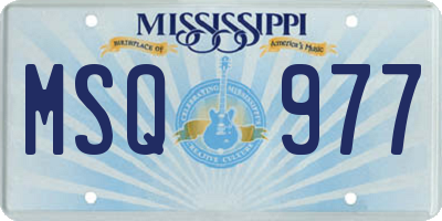 MS license plate MSQ977
