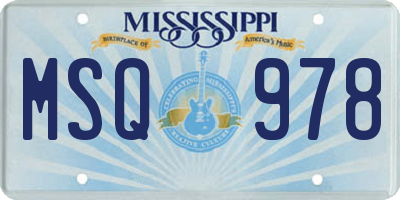 MS license plate MSQ978