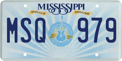 MS license plate MSQ979