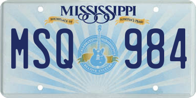 MS license plate MSQ984