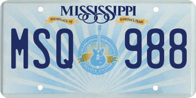 MS license plate MSQ988