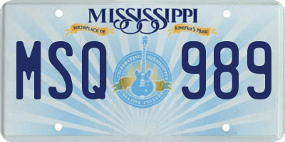 MS license plate MSQ989