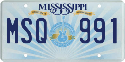 MS license plate MSQ991