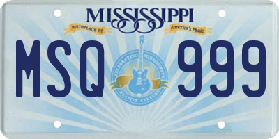 MS license plate MSQ999