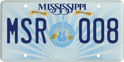 MS license plate MSR008