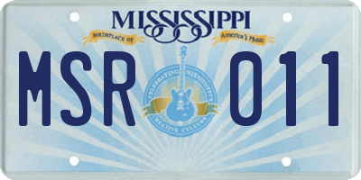 MS license plate MSR011