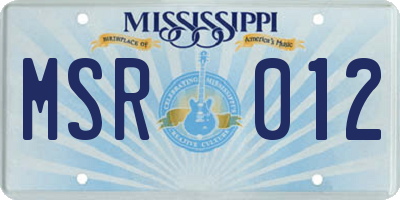 MS license plate MSR012