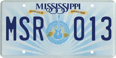 MS license plate MSR013