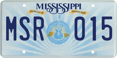 MS license plate MSR015