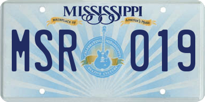 MS license plate MSR019