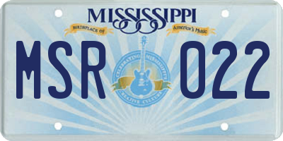 MS license plate MSR022