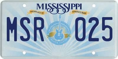 MS license plate MSR025