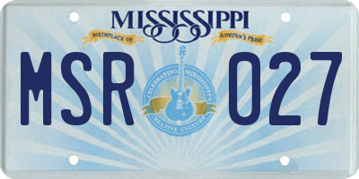 MS license plate MSR027
