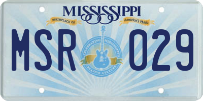 MS license plate MSR029