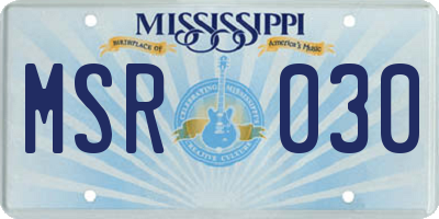MS license plate MSR030