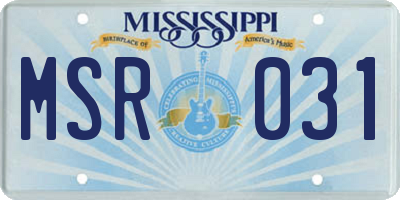 MS license plate MSR031