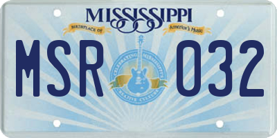 MS license plate MSR032
