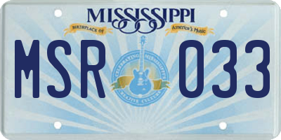 MS license plate MSR033