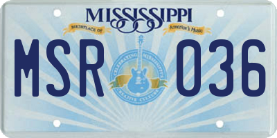 MS license plate MSR036