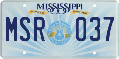 MS license plate MSR037