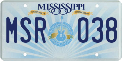MS license plate MSR038