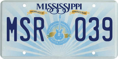 MS license plate MSR039
