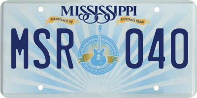 MS license plate MSR040