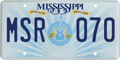 MS license plate MSR070