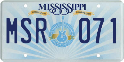 MS license plate MSR071