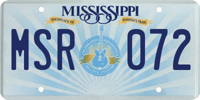 MS license plate MSR072