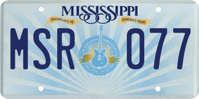 MS license plate MSR077