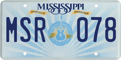 MS license plate MSR078