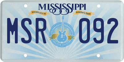 MS license plate MSR092