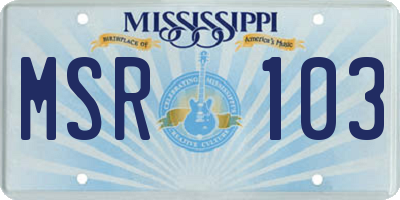 MS license plate MSR103