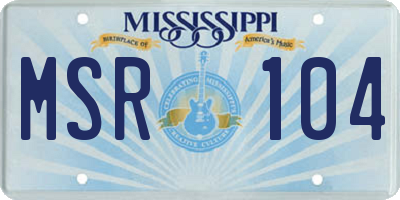 MS license plate MSR104