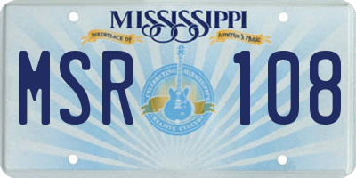 MS license plate MSR108