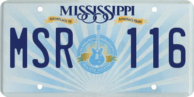 MS license plate MSR116
